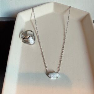 Kendra Scott Silver Opalite Necklace & Ring Set | Lightly Worn